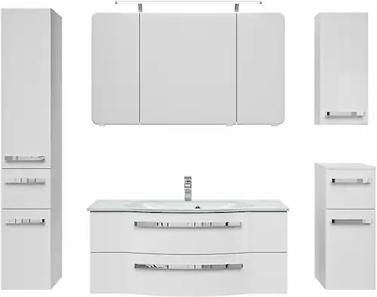 Saphir Badmöbel-Set »Serie 4005, vormontiert, Glaswaschbecken, Spiegelschra günstig online kaufen