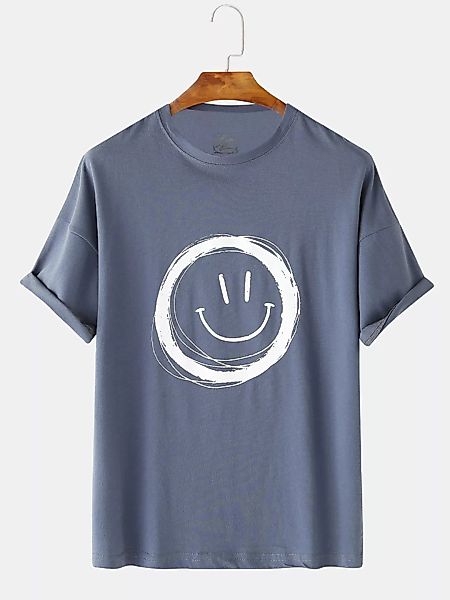 Mens Funny Smile Face Cartoon Druck T-Shirts günstig online kaufen