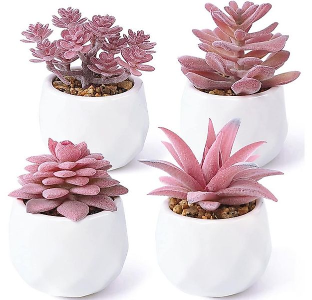 Kunstblume Künstliche Sukkulenten Pflanzen, 4 Stück Klein Mini Kunstpflanze günstig online kaufen