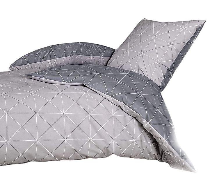 soma Bettwäsche Bettbezug 155x220 80x80 geometirisch gestreift grau bieber günstig online kaufen