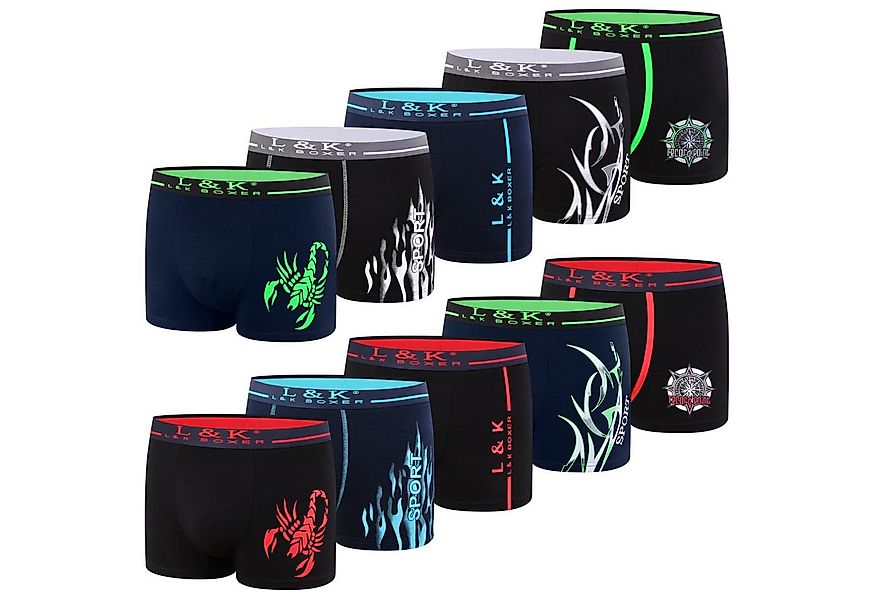 L&K Boxershorts 1102-1120 (10er-Pack) Unterhosen Herren aus Baumwolle günstig online kaufen