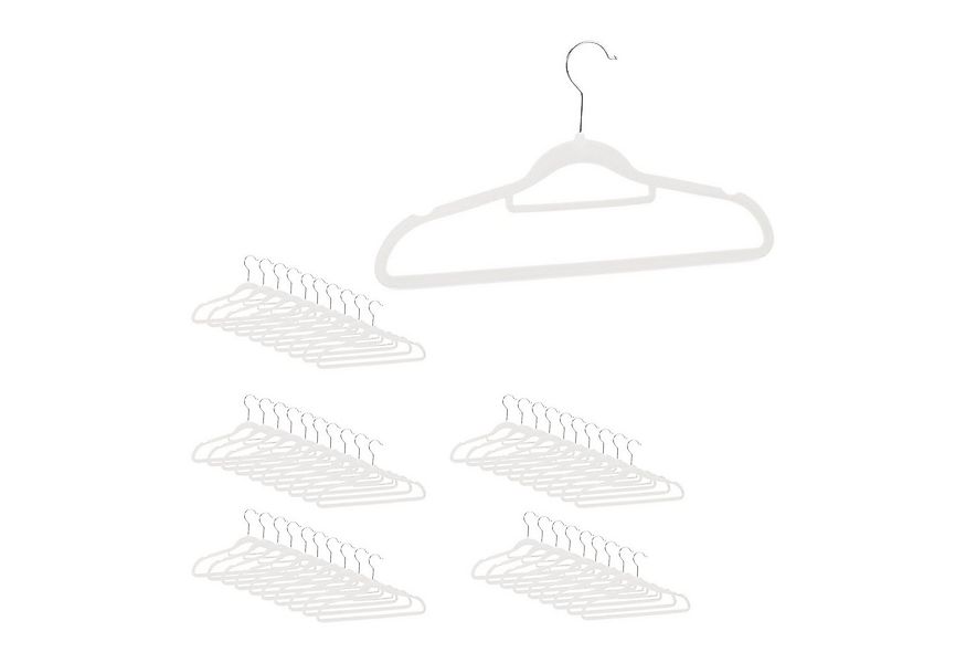 relaxdays Kleiderbügel Samt Kleiderbügel Set, (50-tlg), weiß günstig online kaufen