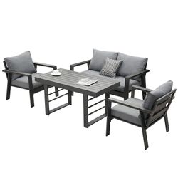MeXo Gartenlounge-Set Gartenmöbel Set Aluminium 4 günstig online kaufen