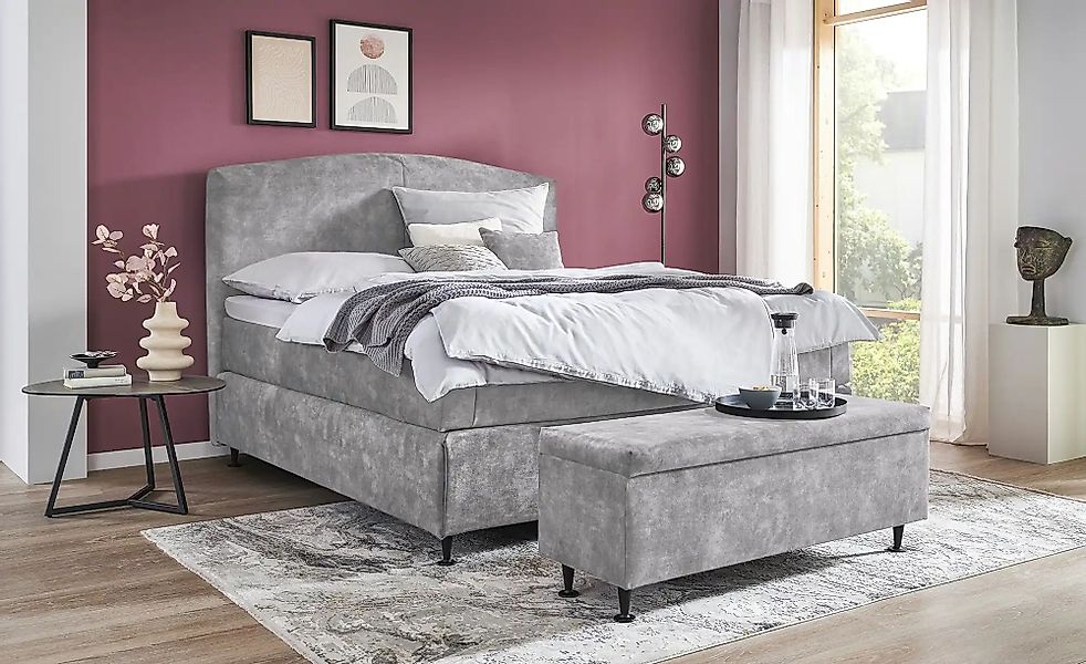 Kings and Queens Boxspringbett  Skyer ¦ grau ¦ Maße (cm): B: 164 H: 132 Bet günstig online kaufen