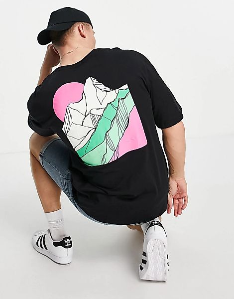 Jack & Jones – Originals – Oversize-T-Shirt in Schwarz mit geometrischem Be günstig online kaufen