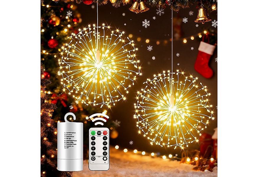 Salcar LED-Lichterkette 198 LED Feuerwerk Lichterkette Weihnachts Dekoratio günstig online kaufen