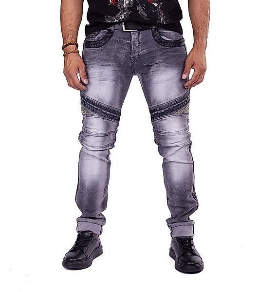 KINGZ Regular-fit-Jeans Herren Biker Designer Jeans von KINGZ günstig online kaufen