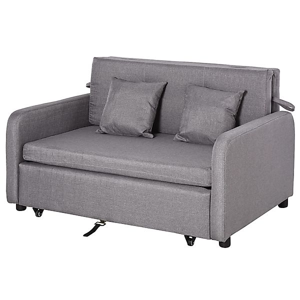 HOMCOM Schlafsofa mit Stauraum Leinen Metall Grau 136L x 92B x 84H cm günstig online kaufen
