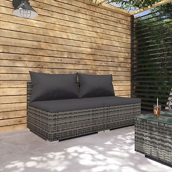 Vidaxl 2-tlg. Garten-lounge-set Mit Kissen Poly Rattan Grau günstig online kaufen