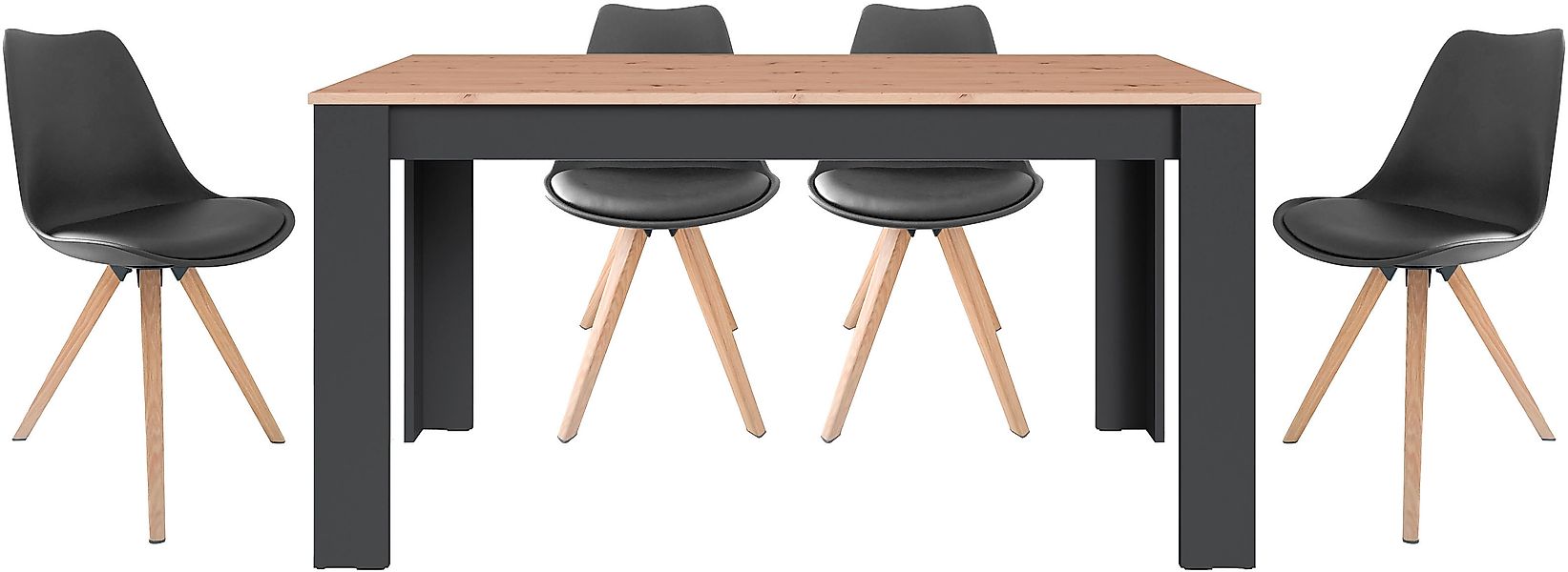 byLIVING Essgruppe »Kira« Set, 5 Stk. tlg. modernes Set mit 4 Stühlen in me günstig online kaufen