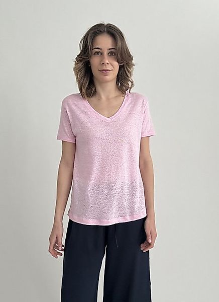 Zuckerwatte V-Shirt aus 100% Leinen, A-Linie geschnitten günstig online kaufen