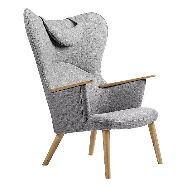 Carl Hansen - CH78 Sessel mit Nackenkissen - grau/Stoff Kvadrat Fiord 2 015 günstig online kaufen
