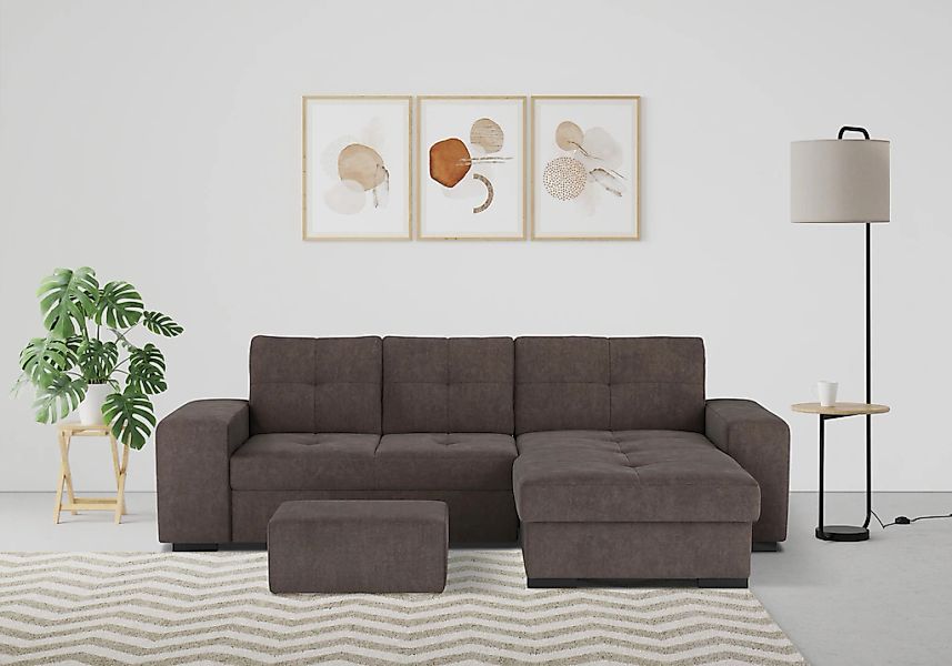 COTTA Ecksofa "Mattina L-Form", mit Hocker, wahlweise mit Bettfunktion & Be günstig online kaufen