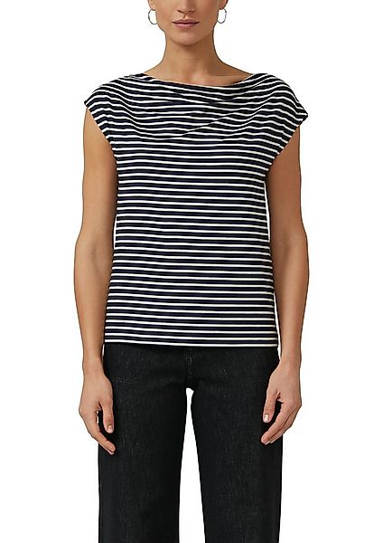 s.Oliver BLACK LABEL T-Shirt mit Wasserfallausschnitt und Streifen-Design günstig online kaufen