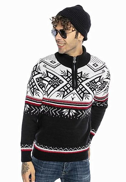 RedBridge Strickpullover Norweger Strickpullover Slim-Fit Stehkragen Navybl günstig online kaufen