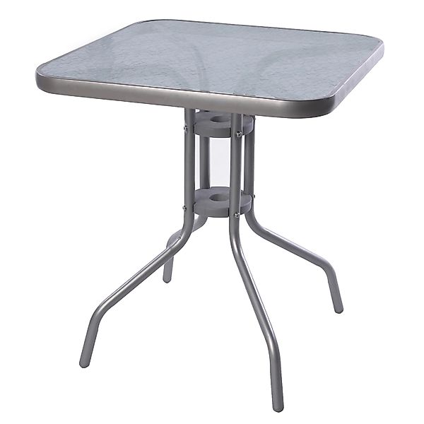 Mojawo BistRotisch Glas und Metalll Eckig 60x60x70cmSilberfarben Balkontisc günstig online kaufen