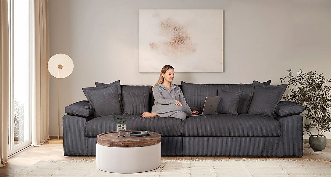 Home affaire Big-Sofa "Soft&Cosy XXL - Breite 303 cm", Mega-Sofa, in Cord, günstig online kaufen