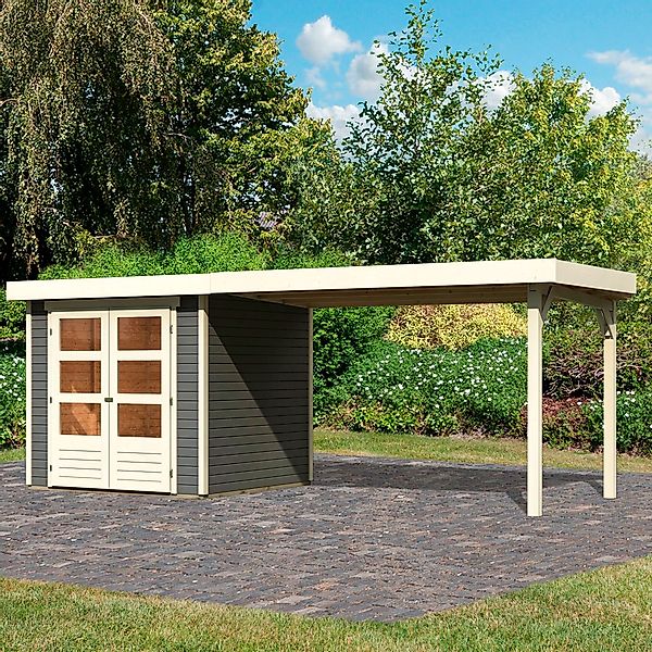 Karibu Gartenhaus "Arnis", (Set), mit Anbaudach 2,80 m Breite günstig online kaufen