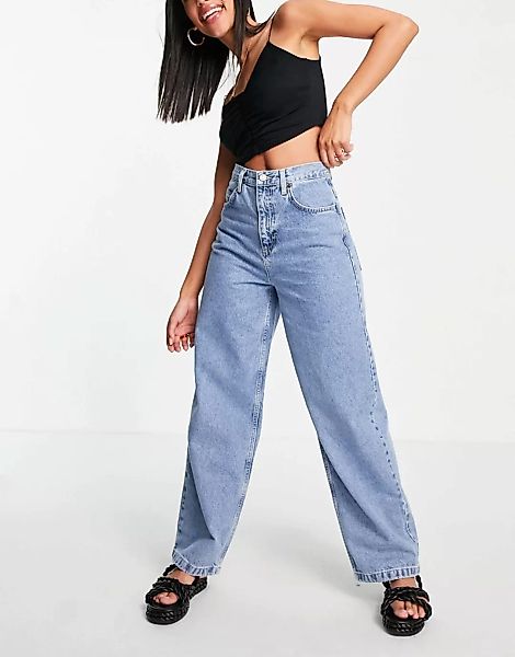 Topshop – Weite Jeans in Mittelblau günstig online kaufen