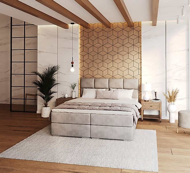 FDM Boxspringbett Polsterbett Stauraumbett Bettgestell 140x200, günstig online kaufen
