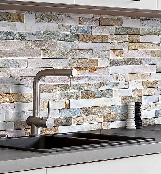 MyMaxxi Küchenrückwand Küchenrückwand selbstklebend Bunter Naturstein Sprit günstig online kaufen