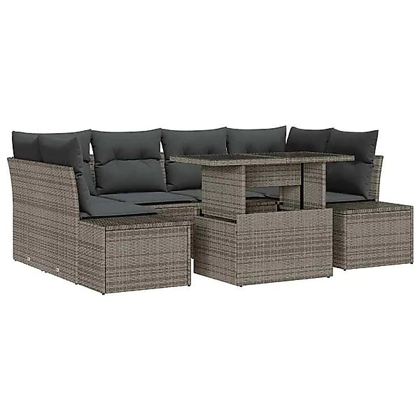 vidaXL Sofa Set mit Kissen 7-Tlg Grau Poly-Rattan 3349115 günstig online kaufen