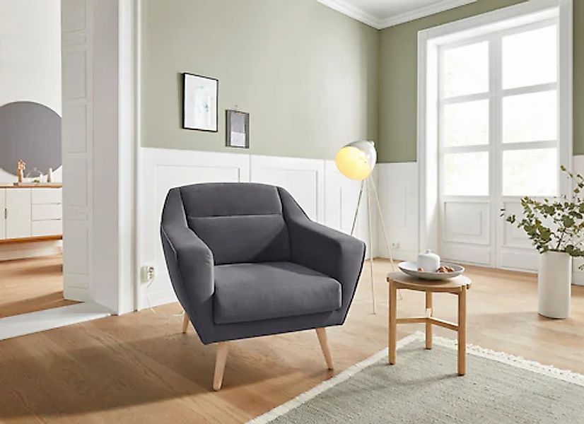 OTTO home Sessel "Bille" mit Naht im Rückenkissen und Eiche-Beinen, Design günstig online kaufen