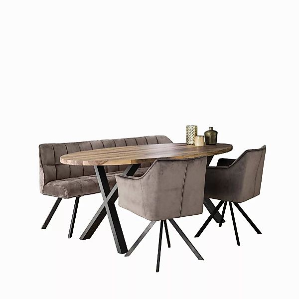 Vintagehaus Polsterbank Set Esstischbank Raster + günstig online kaufen