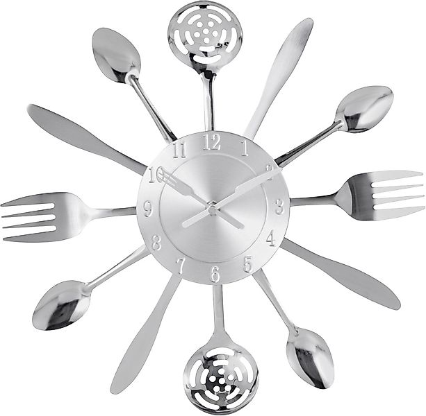 my home Wanduhr ""Cutlery"", Küchenuhr, XXL, rund, Ø 38 cm, aus Metall, Bes günstig online kaufen