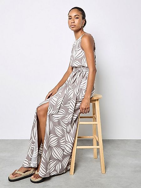 Apricot Maxikleid Maxikleid mit Muschelprint und hohem Kragen Druck günstig online kaufen