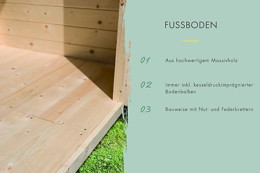 Karibu Gartenhaus-Fußboden "SET naturbelassen", aus hochwertigem Massivholz günstig online kaufen