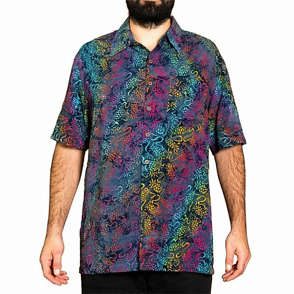 PANASIAM Kurzarmhemd Kurzarmhemd mit Kragen Wachsbatik Herren Hemd in leben günstig online kaufen