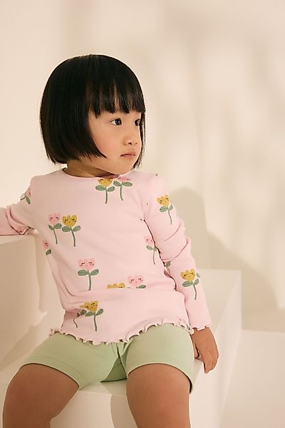 Next Leggings Geripptes Langarm-T-Shirt (1-tlg) günstig online kaufen