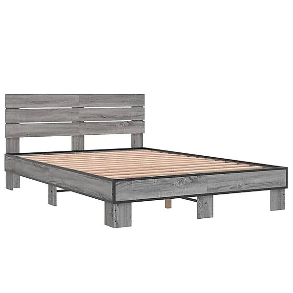 vidaXL Bettgestell Grau Sonoma 120x200 cm Holzwerkstoff und Metall 3280155 günstig online kaufen