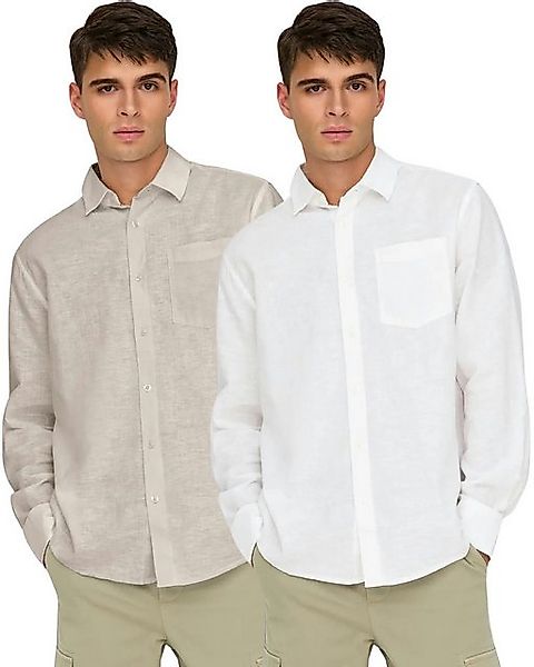 ONLY & SONS Leinenhemd Basic langarm Hemd im Doppelpack günstig online kaufen