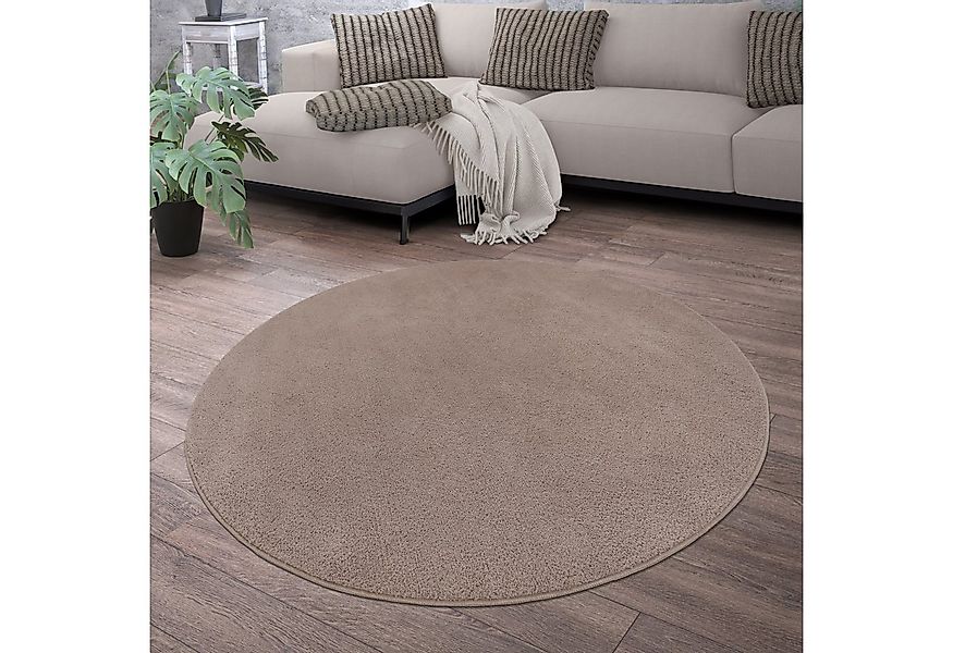 TT Home Teppich, Rund, Höhe: 14 mm, Wohnzimmer Kurzflor Einfarbig Modernes günstig online kaufen