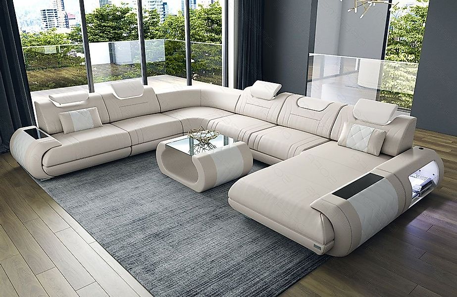 Sofa Dreams Wohnlandschaft Sofa Ledercouch Leder Rimini XXL U Form Ledersof günstig online kaufen