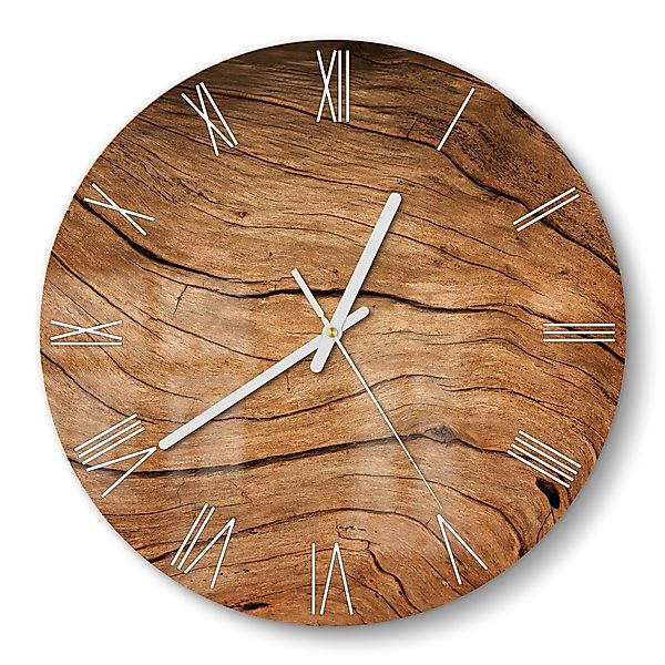 DEQORI Wanduhr 'Detaillierte Holzmaserung' (Glas Glasuhr günstig online kaufen