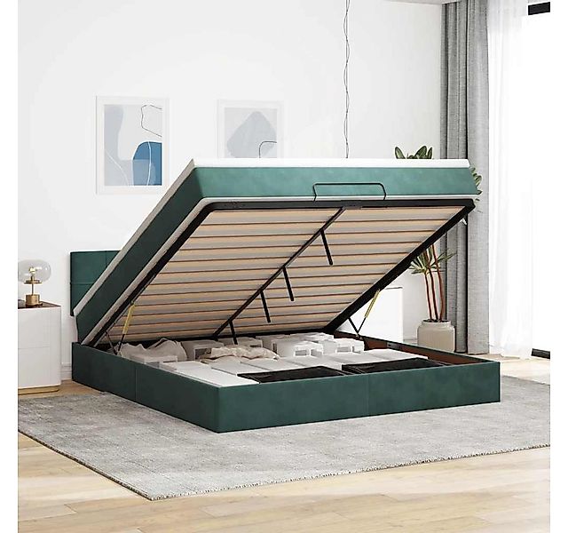 vidaXL Bett, Ottoman-Bett mit Matratze Dunkelgrün 180x200 cm Samt günstig online kaufen