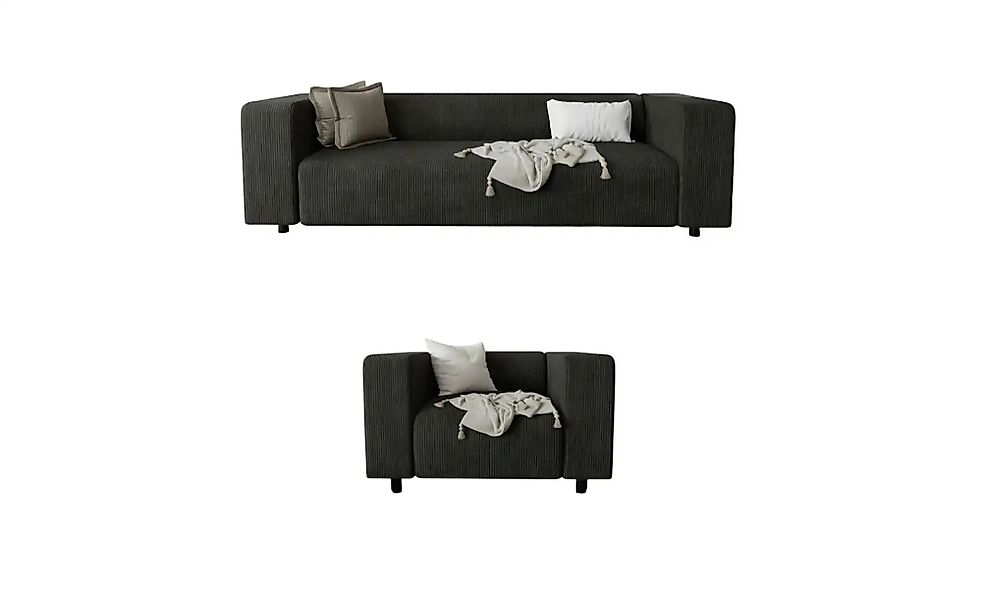 S-STYLE Polstergarnitur 3+1  Oskar ¦ schwarz ¦ Maße (cm): B: 175 H: 65 Pols günstig online kaufen