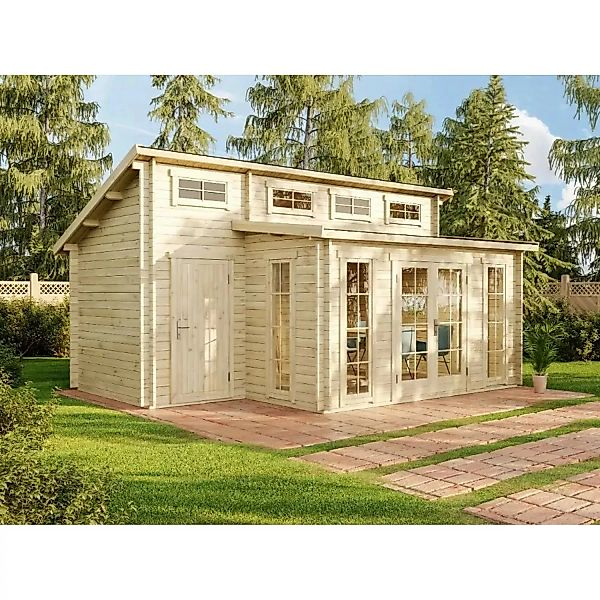 Carlsson Holz-Gartenhaus Lausitz Pultdach Druckimprägniert 550 cm x 392 cm günstig online kaufen