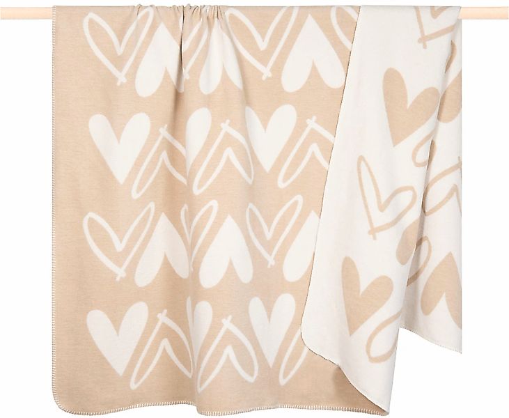 PAD Wohndecke "HEART" mit Wendefunktion, Motiv Herzen, gekettelter Zierstic günstig online kaufen