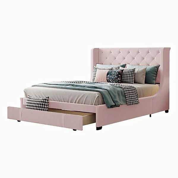 MODFU Polsterbett Stauraumbett Doppelbett Kinderbett mit Lattenrost (Rosa ( günstig online kaufen