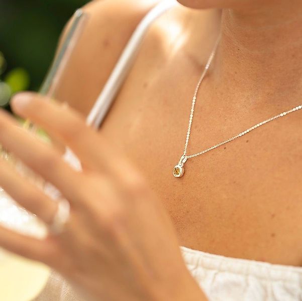 Materia Kettenanhänger Damen Citrin Silber Gelb günstig online kaufen