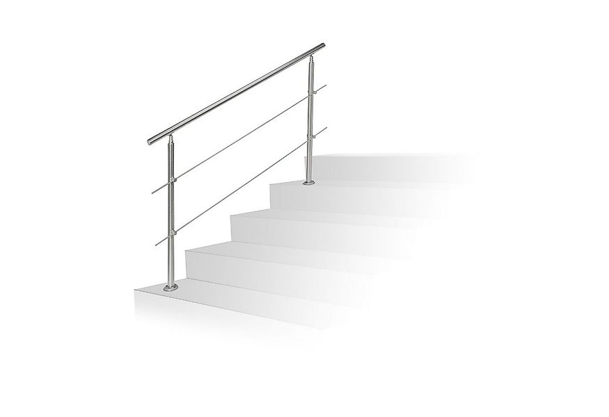 relaxdays Treppengeländer Edelstahl, 150 cm Länge, 108 cm Höhe, mit 2 Pfost günstig online kaufen