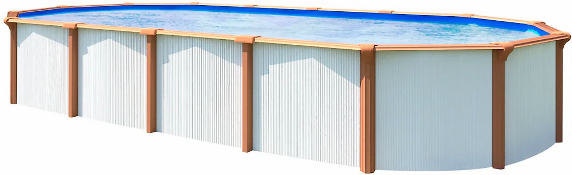 KWAD Ovalpool "Green line Evolution" 6,1x3,7x1,32 white- wood Folie in blau günstig online kaufen