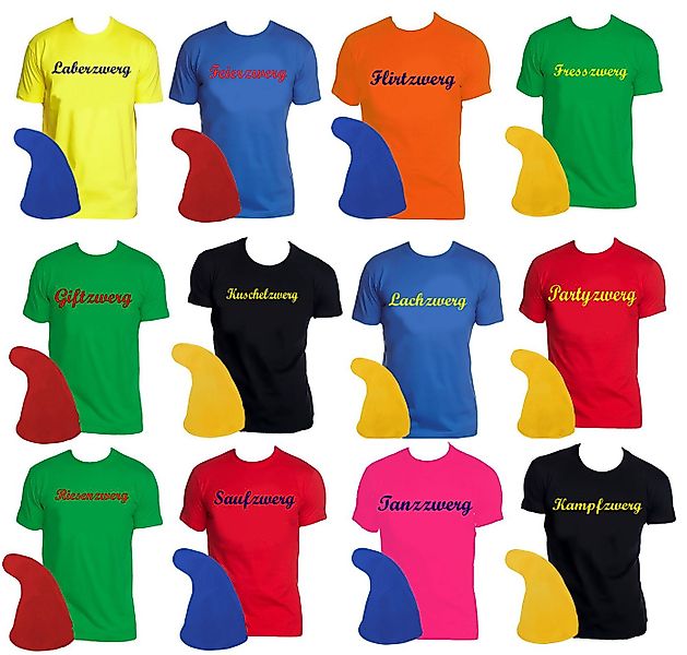 coole-fun-t-shirts Kostüm Saufzwerg Kostüm T-Shirt + Mütze rot - blau S M L günstig online kaufen