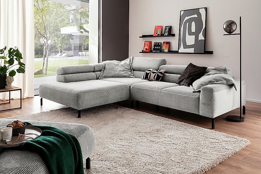 KAWOLA Ecksofa DELIA, L-Form rechts oder links, mit oder ohne Sitzvorzug, C günstig online kaufen