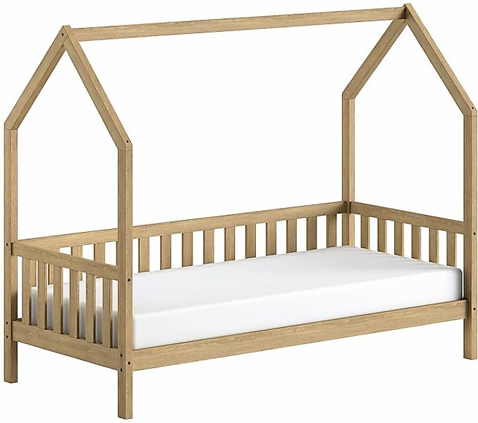 Vipack Hausbett »Cabane, mit Dachaufbau und Sprossenumrandung in Landhaus-O günstig online kaufen