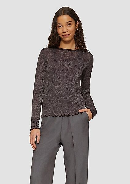 QS Langarmshirt T-Shirt Jersey-Shirt mit Glitzergarn günstig online kaufen